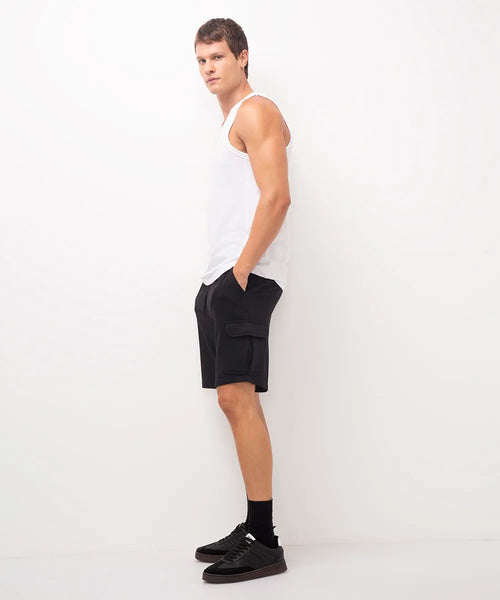 Premium Men’s Cargo Sweat Shorts – Black