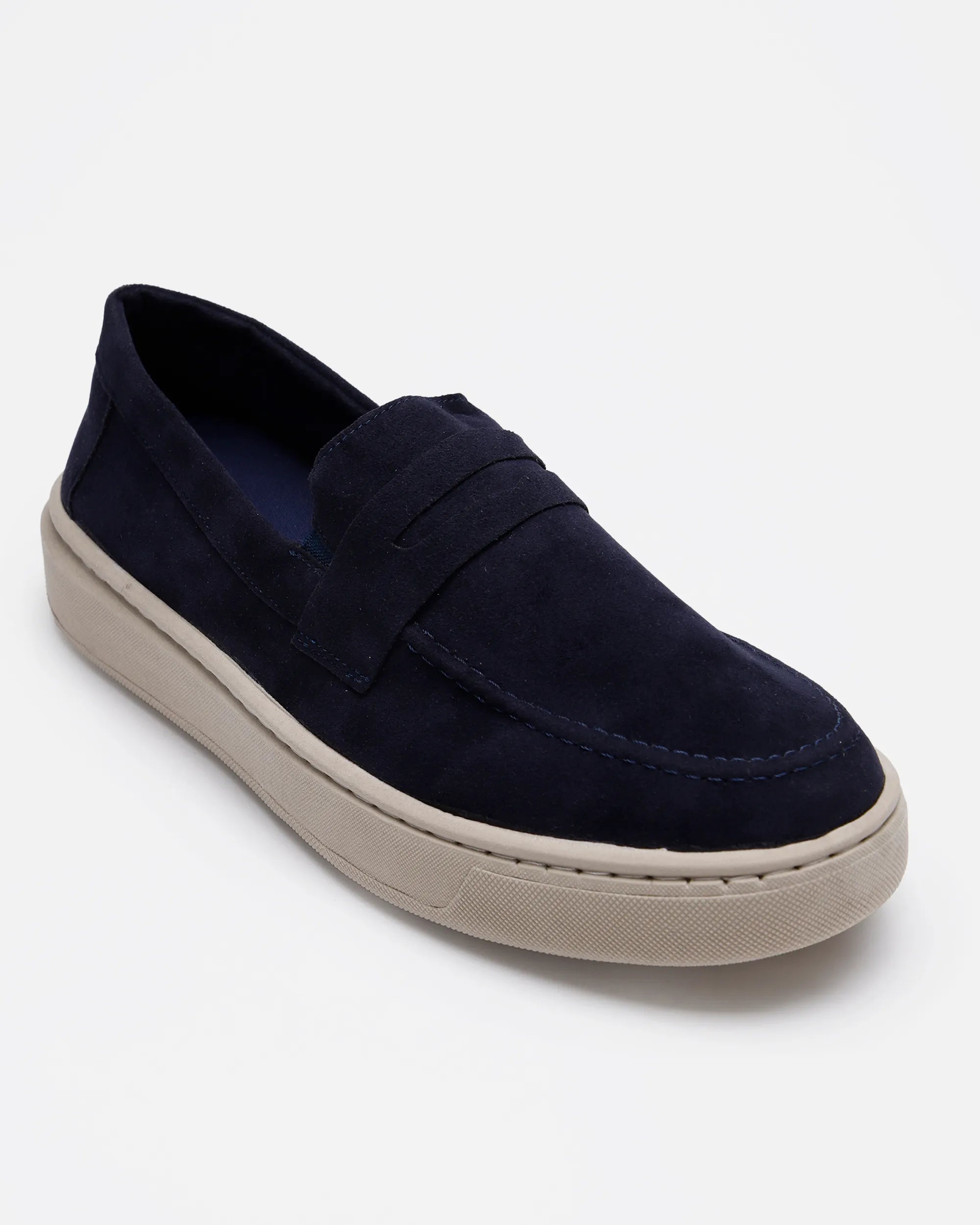 Textured Slip-On Trainers – Navy Blue
